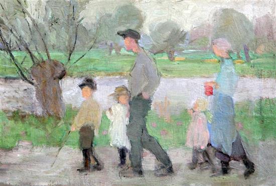 Dutch School c.1900 Figures alongside canals 15 x 20.5in. & 8 x 11.5in., unframed